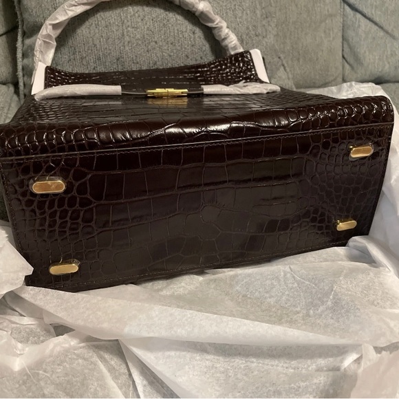 Tory Burch Lee Radziwill Leather Double Bag -Pumpernickel Limited Edition - Picture 3 of 4